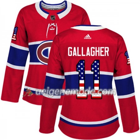 Dame Eishockey Montreal Canadiens Trikot Brendan Gallagher 11 Adidas 2017-2018 Rot USA Flag Fashion Authentic